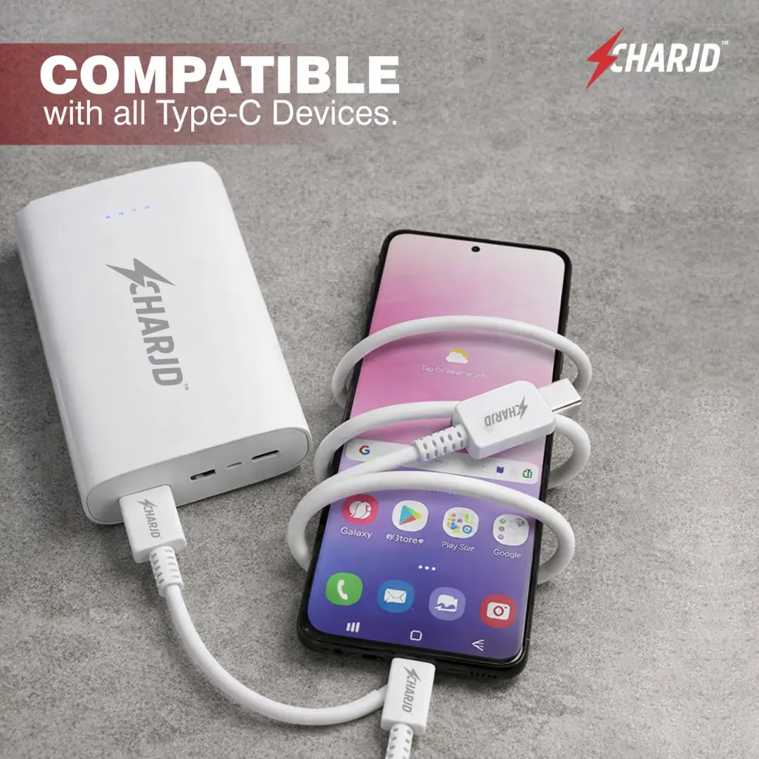 CHARJD 100W PD USB-C to USB-C Fast Charging Cable (1m) - White - Image 3