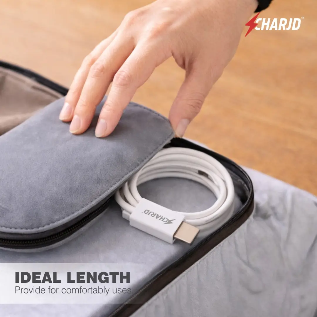 CHARJD 100W PD USB-C to USB-C Fast Charging Cable (1m) - White - Image 4