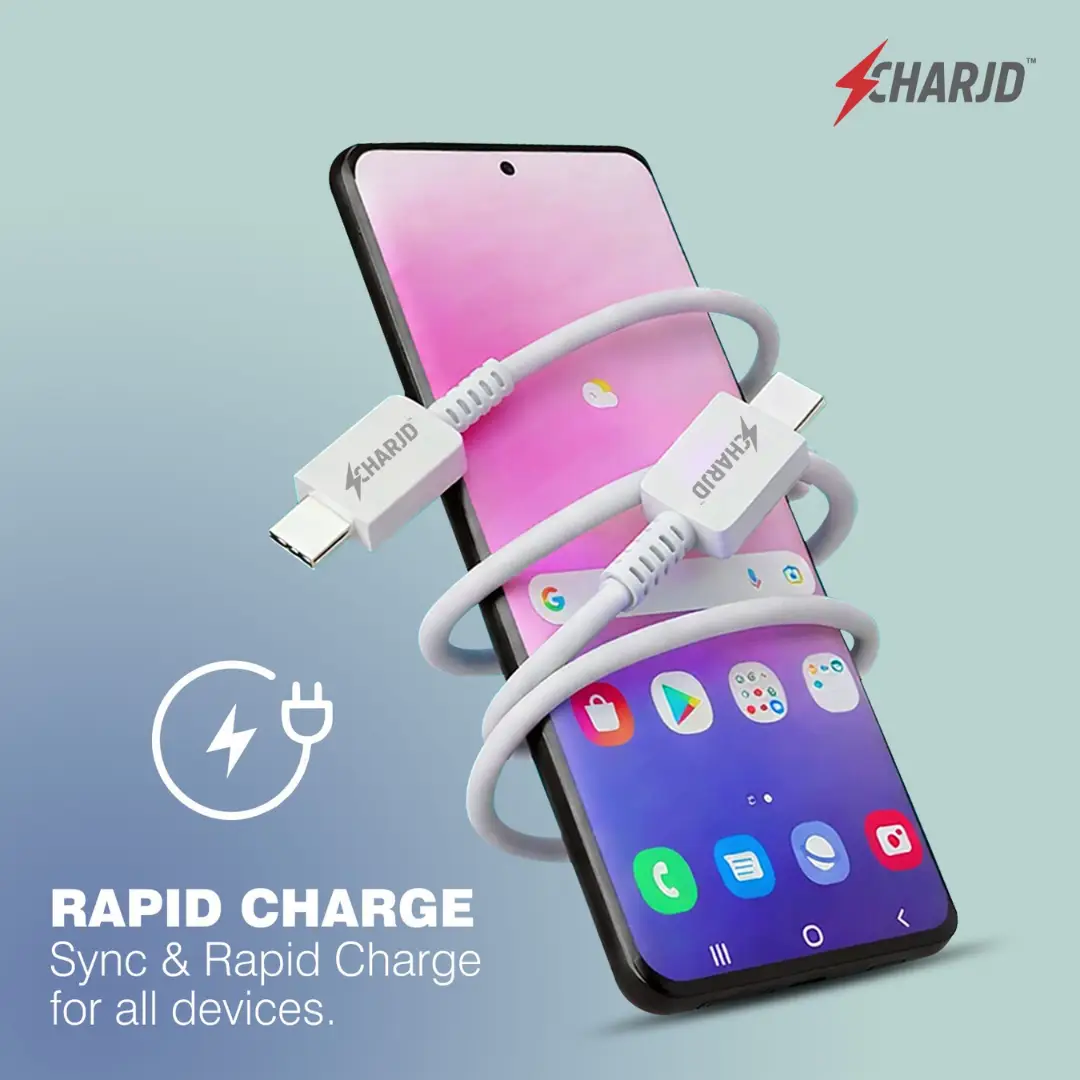 CHARJD 100W PD USB-C to USB-C Fast Charging Cable (1m) - White - Image 6